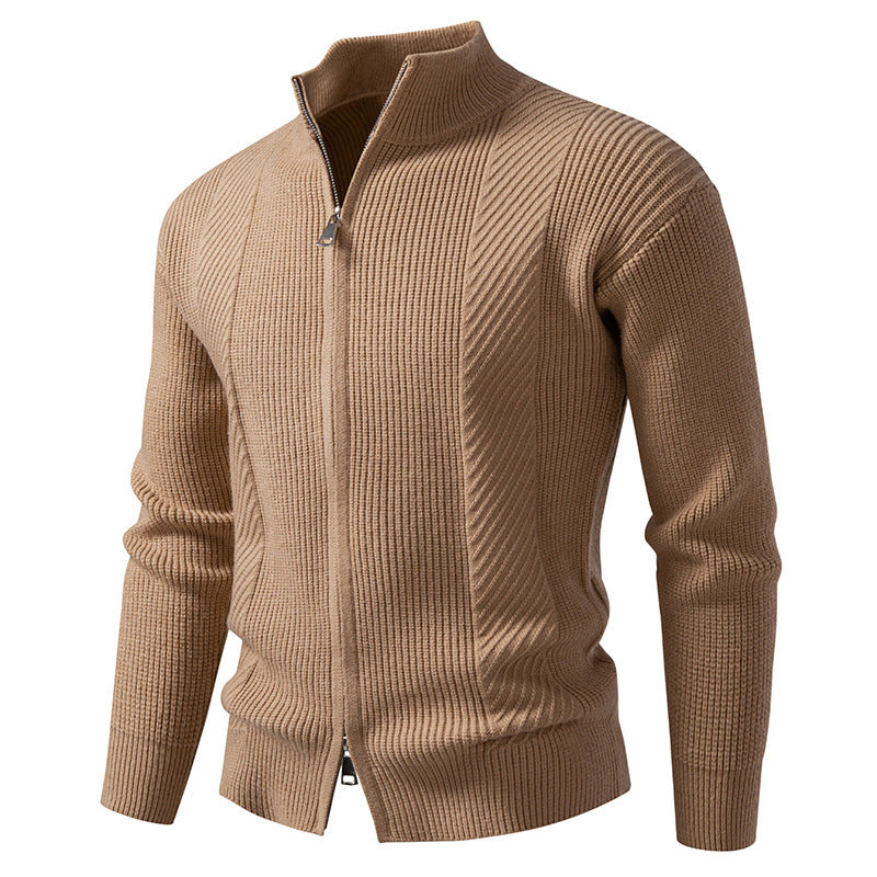 Herren Strickjacke Modern Stehkragen Reißverschluss