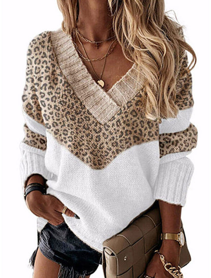 Damen stylischer Pullover Leopardenmuster Trendig