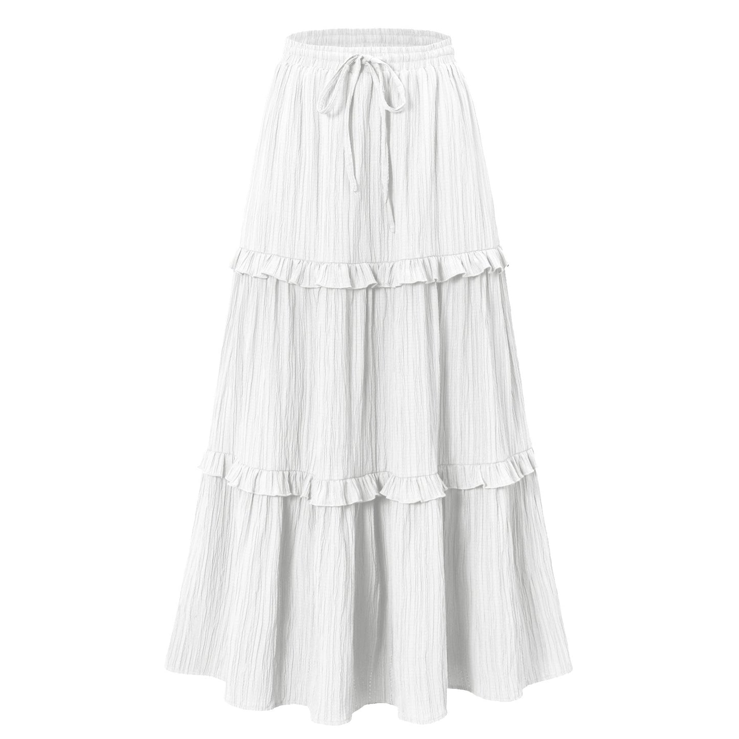 Damen Langrock mit Rüschen und Stretchbund Elegant