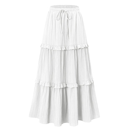 Damen Langrock mit Rüschen und Stretchbund Elegant