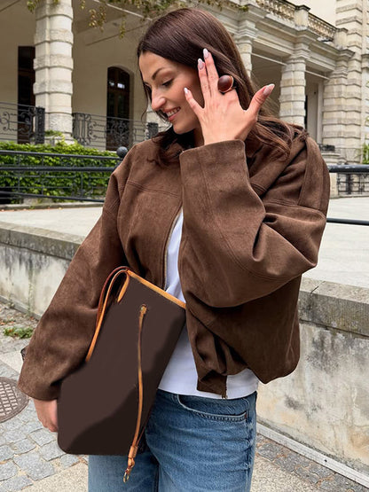 Damen Oversized Lederjacke Trendy Style