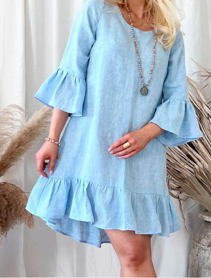 Sommerkleid Leinen Damen Weit Geschnitten