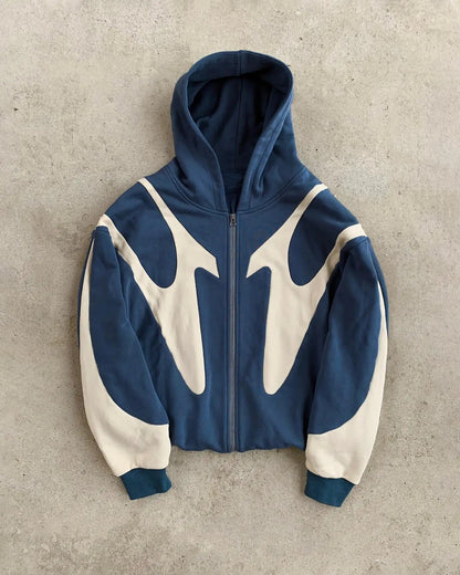 Damen Pullover Modern Kapuze Kontrast Einsätze