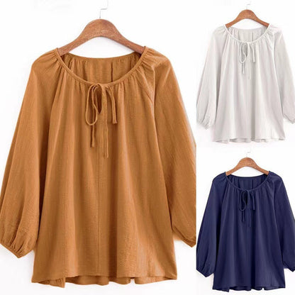 Damen Bluse Elegantes Design Rundhals - IdealeKleiden