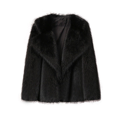 Damen Kunstpelz-Jacke Elegant Weich Schnitt