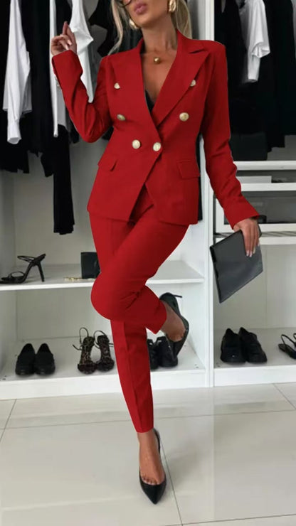 Modischer Blazer Slim Fit Doppelreiher Büroanzug