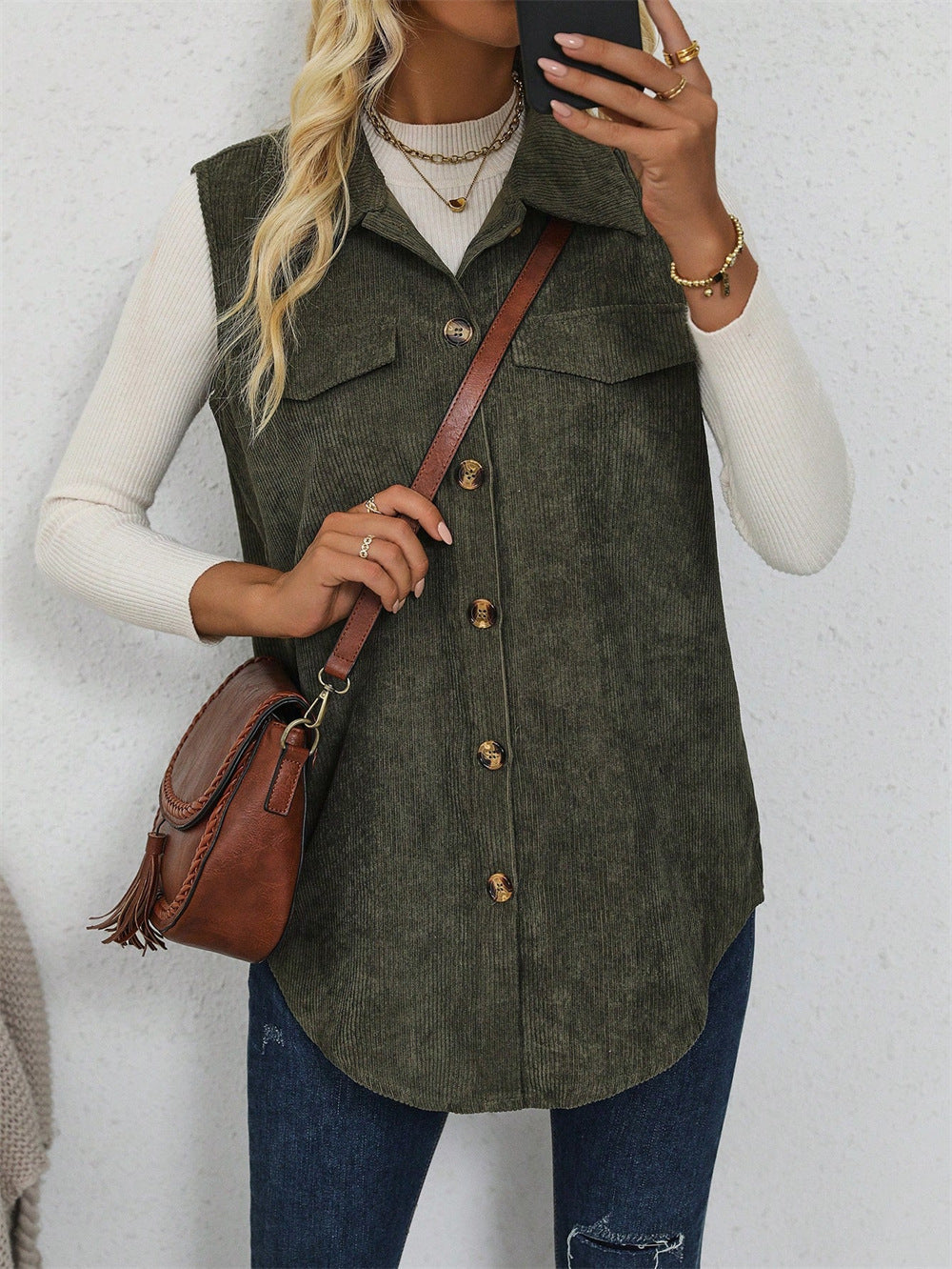Modische Weste Herren Shirt Weich Ripptextur Bequem