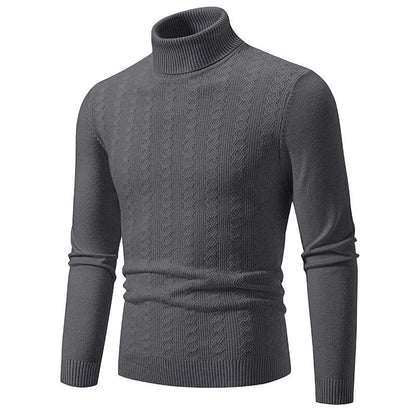 Herren Pullover Rollkragen Strick Zopfmuster