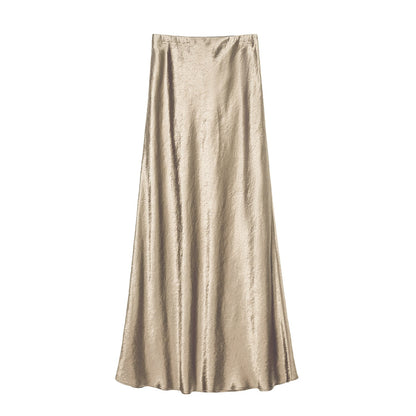 Damen Maxirock Elegant Viskose Satin Luxus Kleid