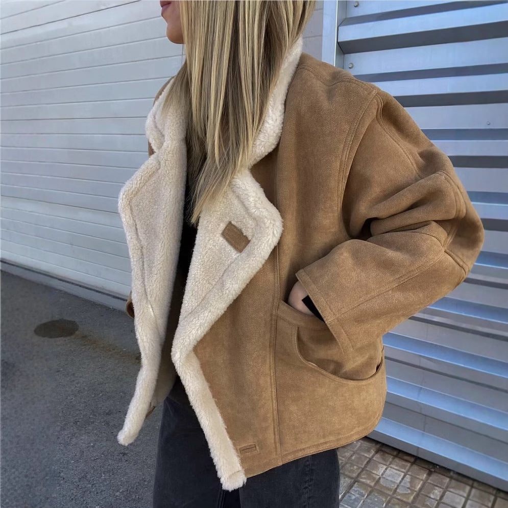Damen Winterjacke Oversized Plüschmantel Modern