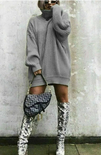 Damen Strickpullover Oversized Waffelmuster Trendy Style