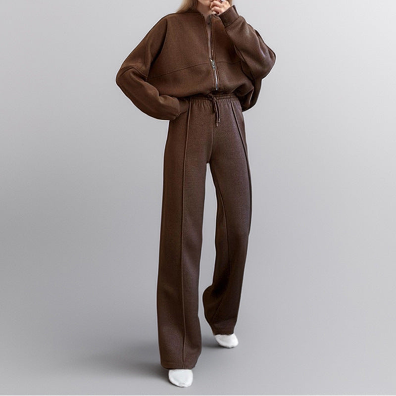 Damen Freizeit Set Bequem Reißverschluss Hose