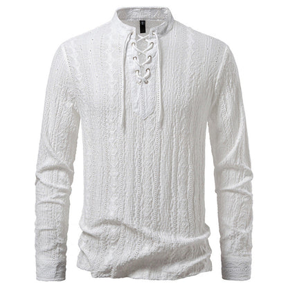 Herren Langarmshirt Schnürdetail Modern Style