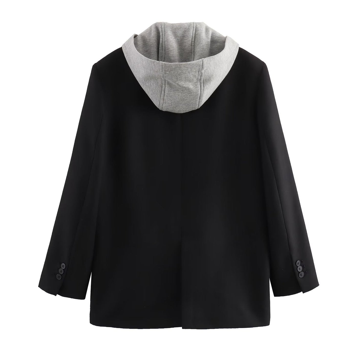 Eleganter Damenblazer Kapuze Abnehmbar Modern - IdealeKleiden