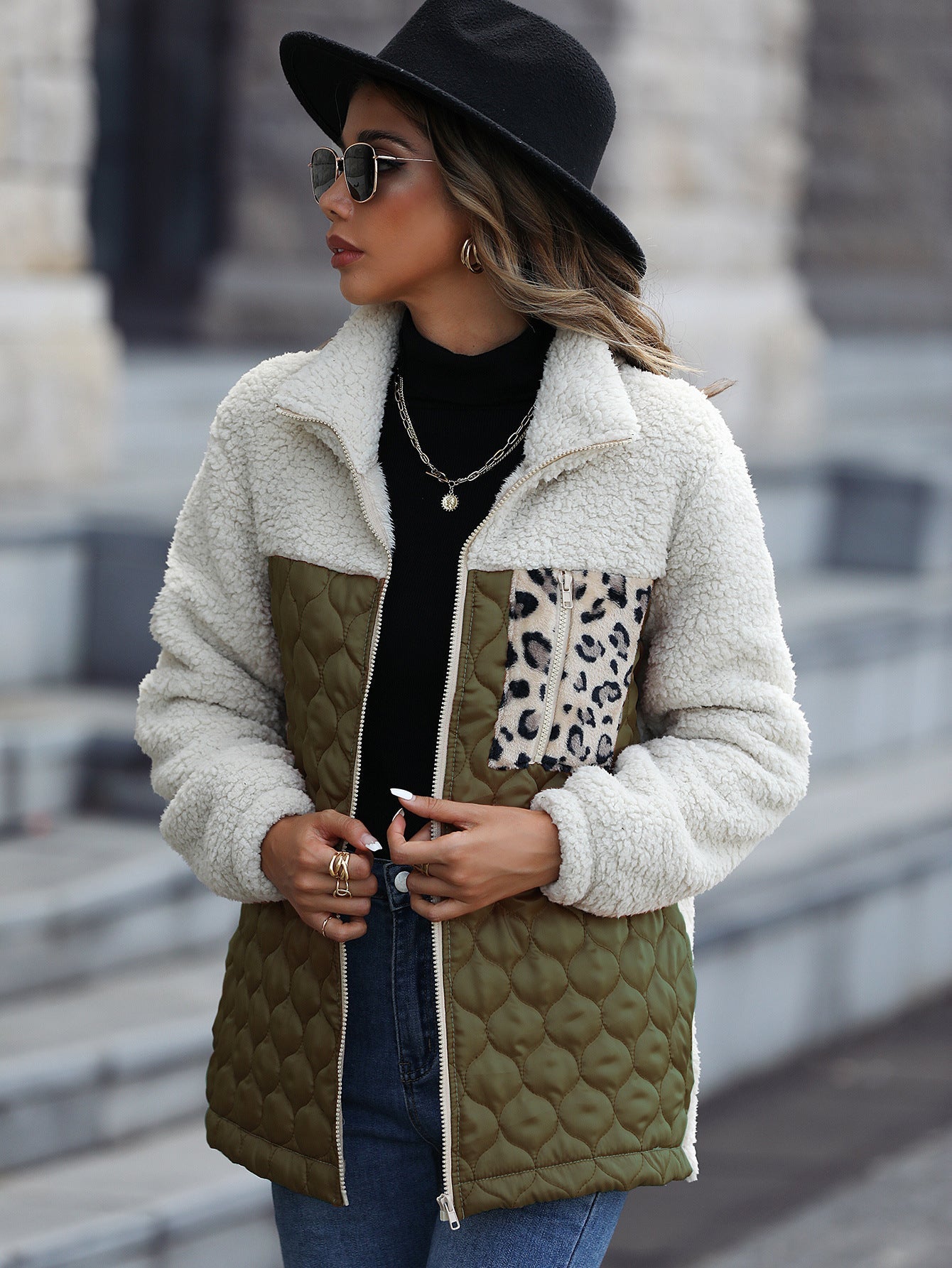 Damen Fleecejacke Mit Tiermuster Trendig