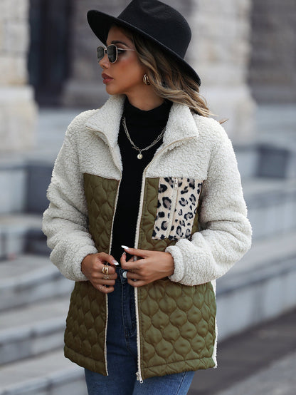 Damen Fleecejacke Mit Tiermuster Trendig