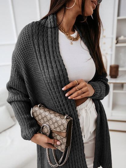 Langarm Strickjacke Wollig Locker Geschnürt