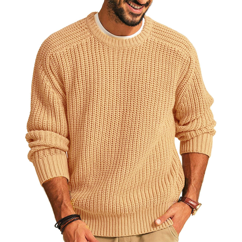 Herren Grobstrick Pullover Bequem Raglan Ärmel
