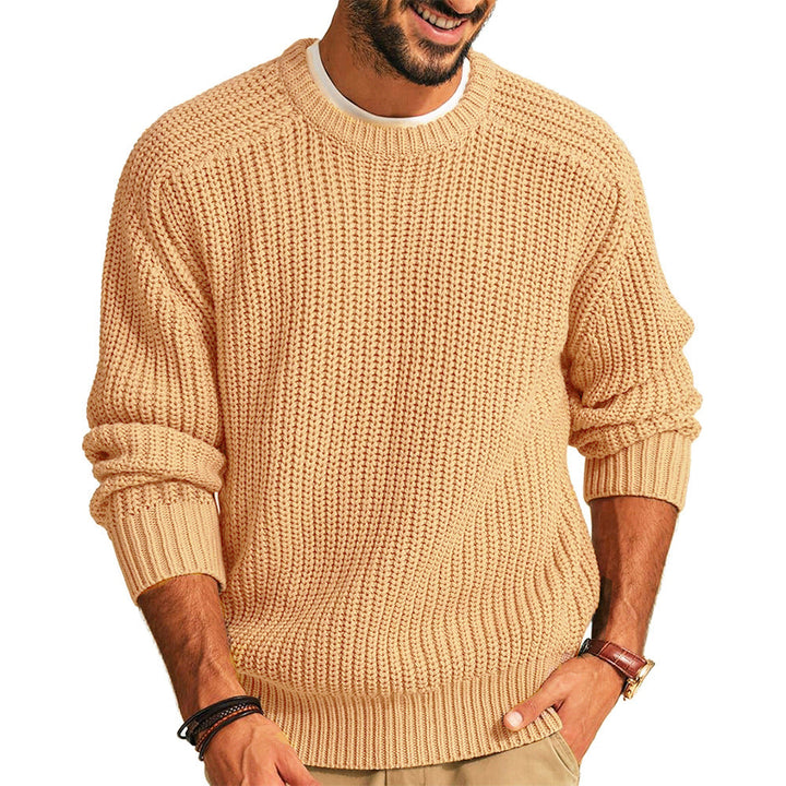 Herren Pullover Grobstrick Rundhals Lässig Elegent