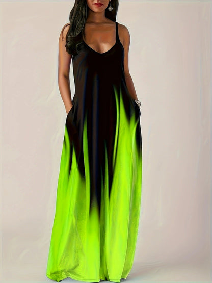 Damen Maxikleid Elegant Mit Seitentaschen