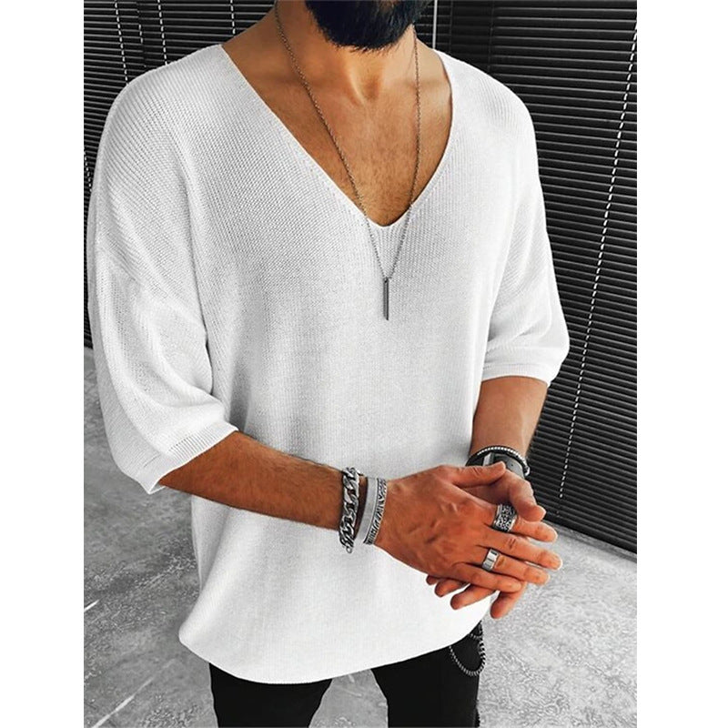 Herren Oversized V-Ausschnitt Pullover Modern Stil