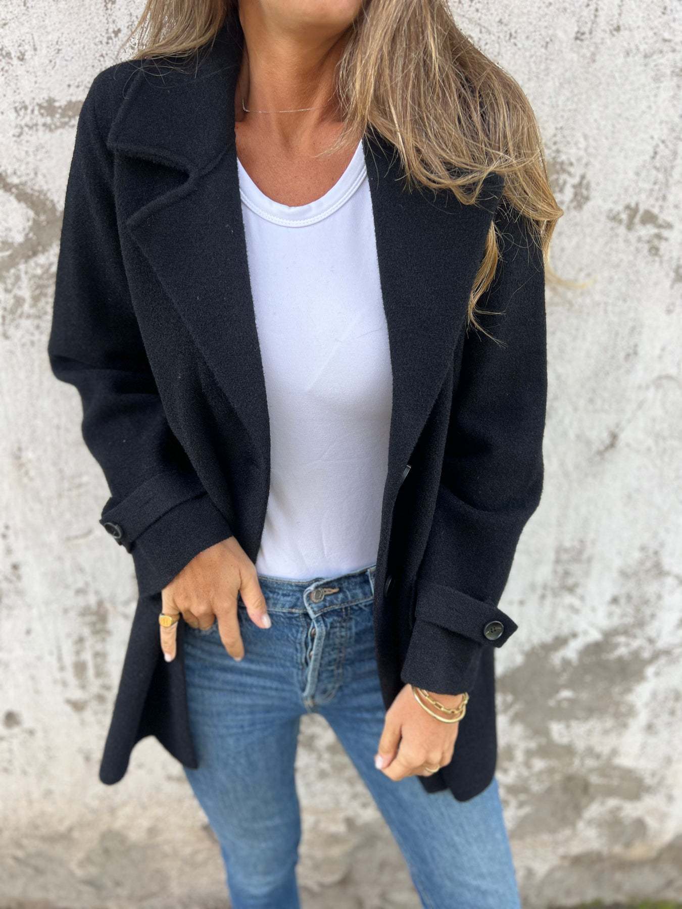 Damen Blazer Klassisch Wolle Reverskragen