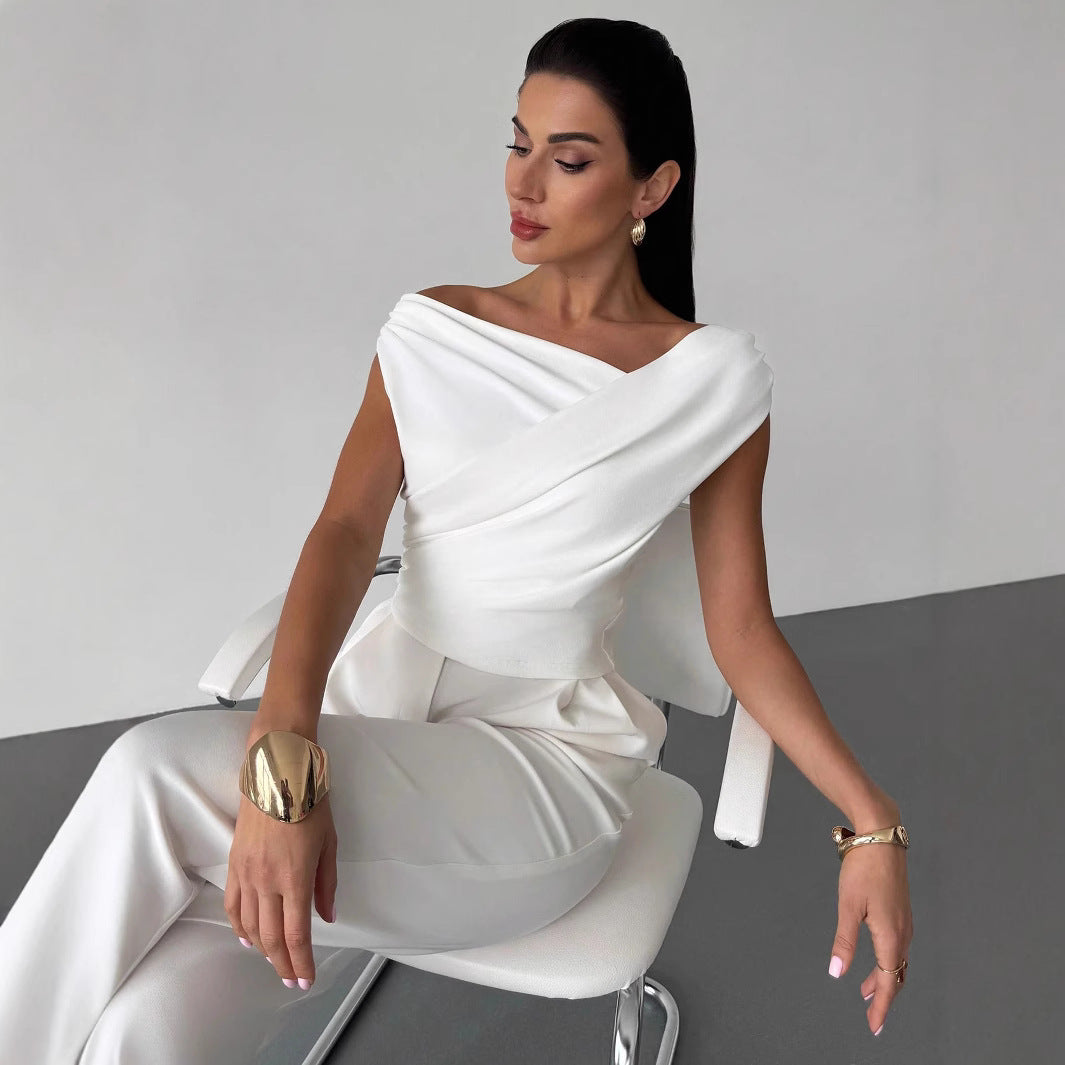 Damen Oberteil Elegant Asymmetrisch Schnitt - IdealeKleiden