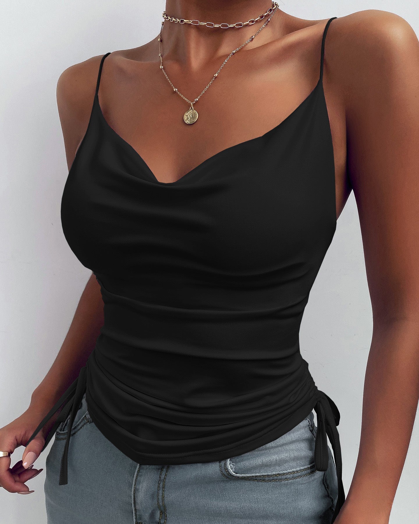 Damen Oberteil Leopardenmuster Satin Spitze