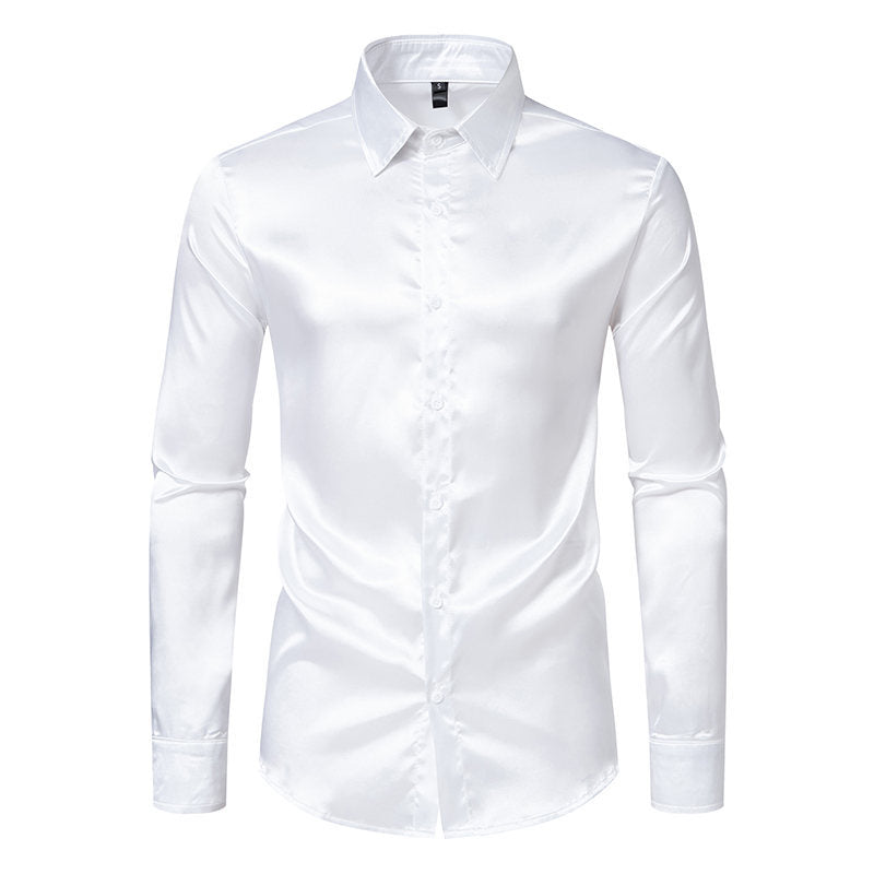 Herren Hemd Satin Glanz Elegant Knöpfe