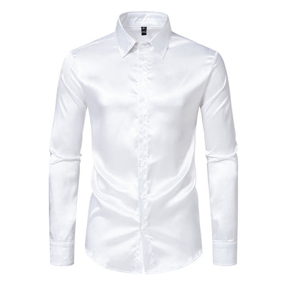 Herren Hemd Satin Glanz Elegant Knöpfe