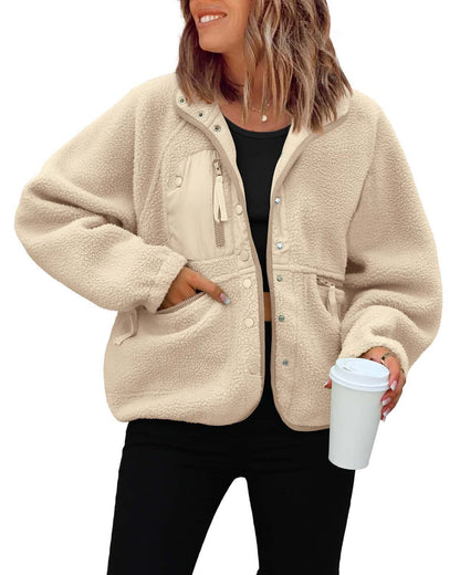 Damen Fleecejacke Weich und Warm mit Taschen