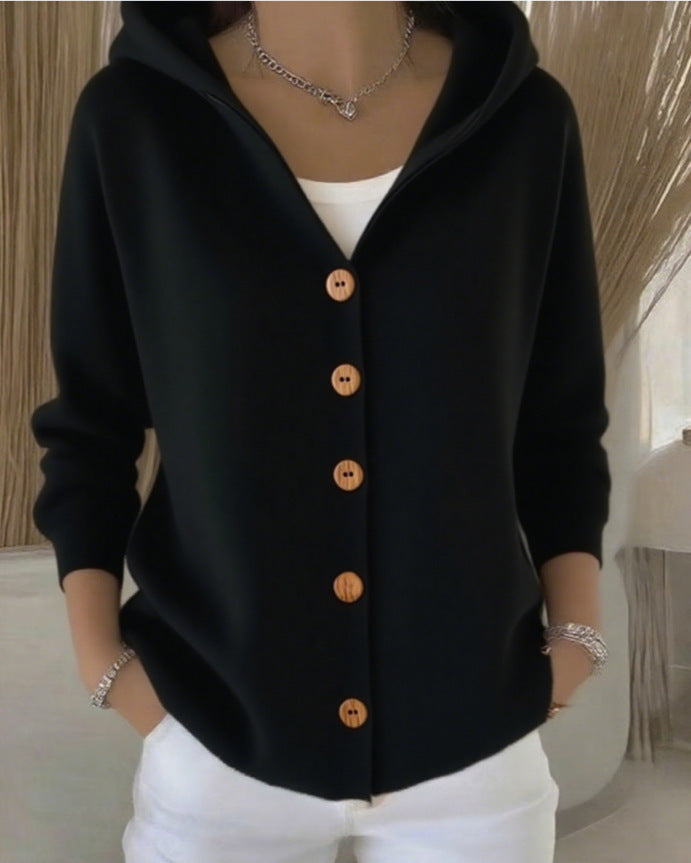 Damen Strickjacke Kapuze Modern Lässig