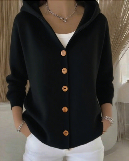 Damen Strickjacke Kapuze Modern Lässig