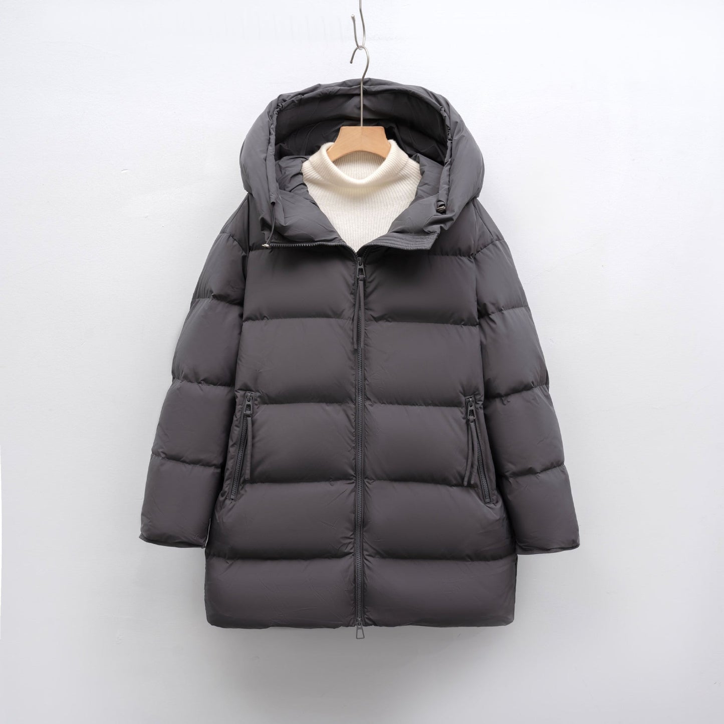 Damen Winterjacke Oversized Kapuze Modern Stil