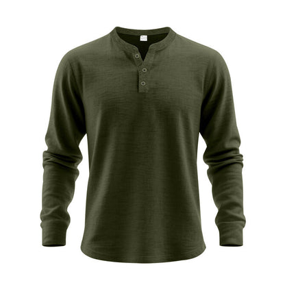 Herren Langarmshirt Elegantes Design Knöpfe