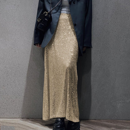 Damen Maxi-Kleid Glitzernd Elegant Hochtailliert