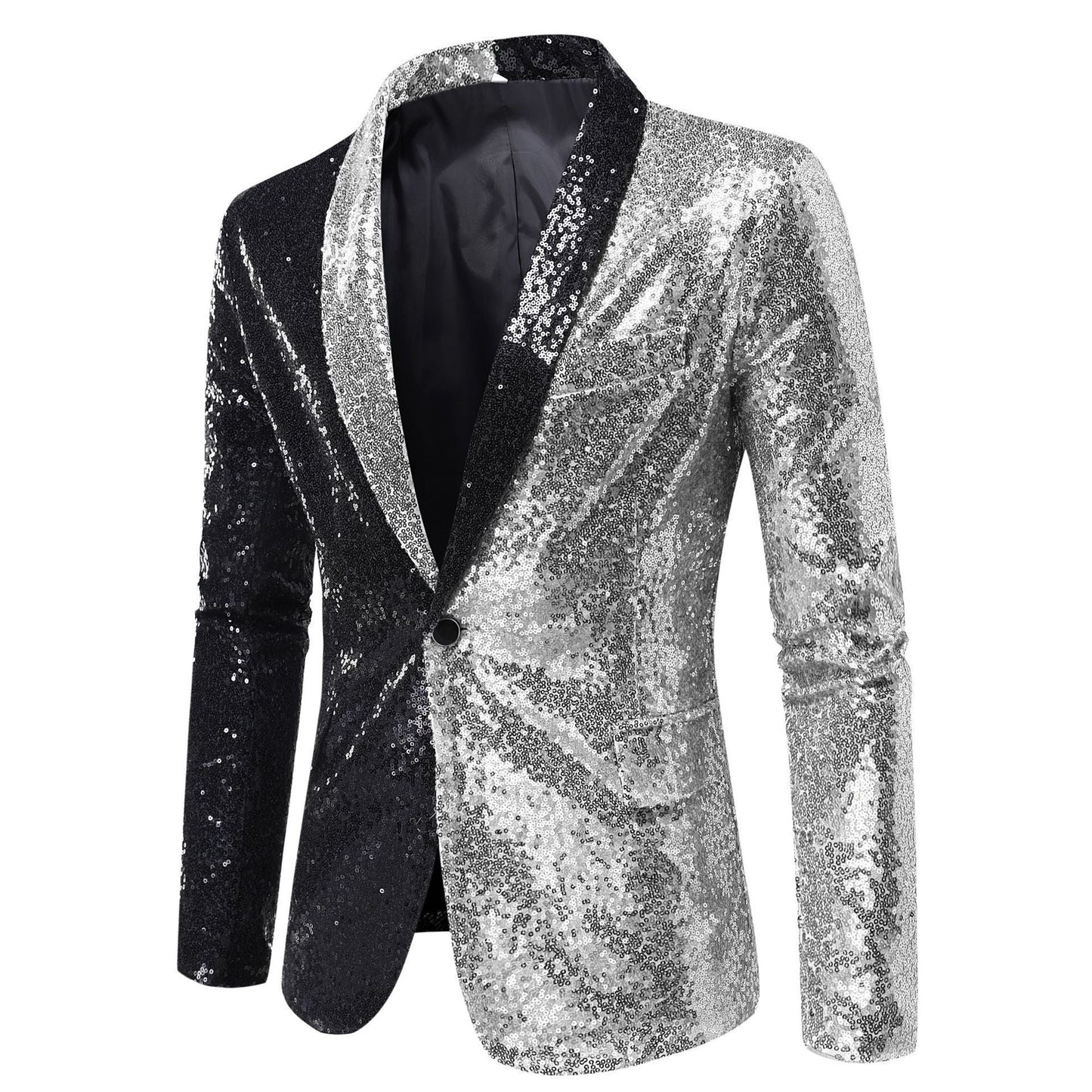 Herren Glitzerjacke Moderner Schnitt Funkelnd