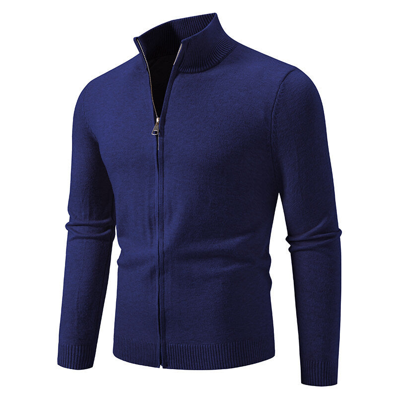 Herren Strickjacke Modern Stehkragen Funktionsverschluss