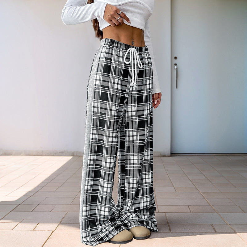 Damen Karohose Bequem Verstellbar