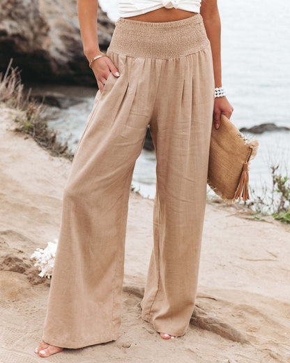 Damen Leinenhose Bequem Weit Geschnitten Sommerhosentyp