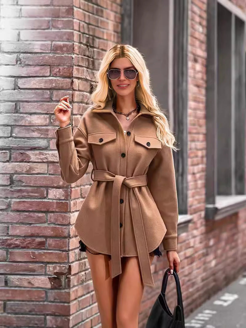 Winter Kurzmantel Oversized Wolle Reverskragen - IdealeKleiden