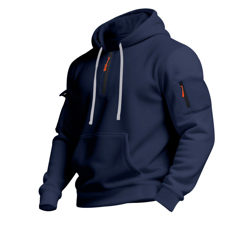 Herren Sportpullover Kapuze Reißverschluss Taschen