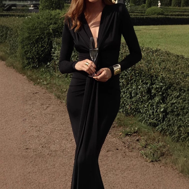Damen Elegant Maxi Kleid mit Raffiniertem Detail und Figurformendem Schnitt
