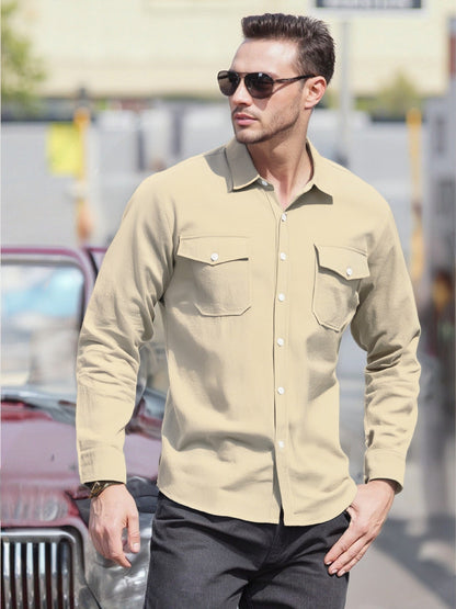 Herren Langarmhemd Modern Entspannt