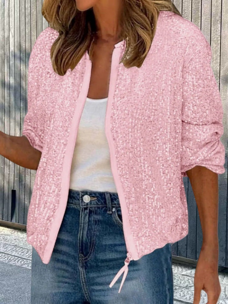 Damen Glitzerjacke Moderne Schnitt Damenkleidung
