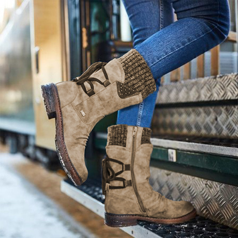 Stiefeletten Wildleder Braun Schnürung Flach