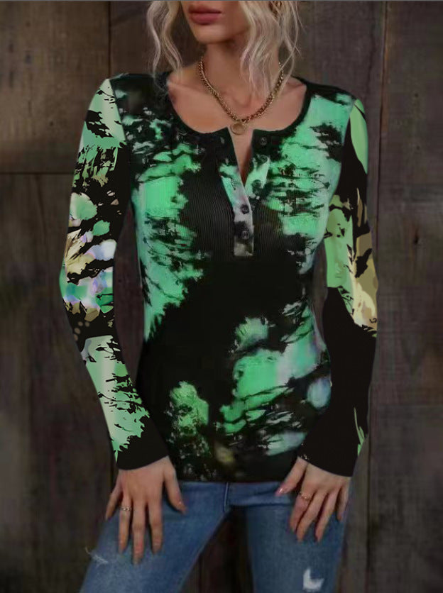 Damen Langarmshirt Bunt Farbverlauf Trendy