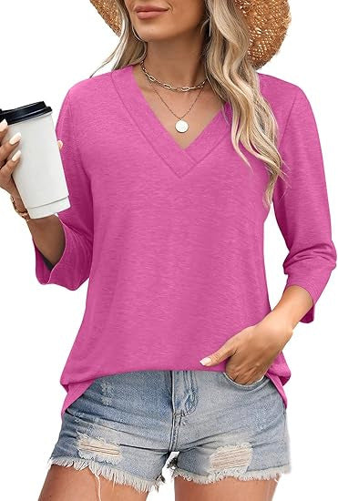 Damen Oberteil V-Ausschnitt Elegante Bluse
