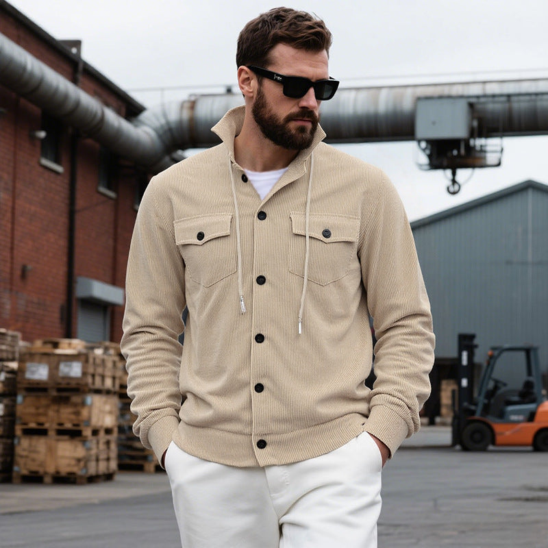Herren Strickjacke Lässig Modern Stehkragen