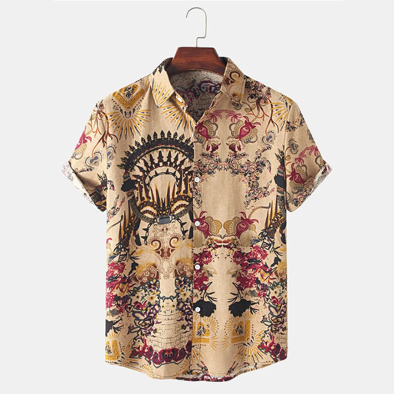 Herren T-Shirt mit Cooler Grafik und Eleganter Kragen - IdealeKleiden